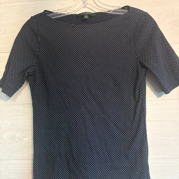 Ralph Lauren Tops - Ralph Lauren T Shirt Size Medium Women Navy Polka Dot Short Sleeve Tee